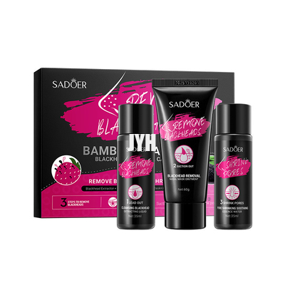 kit en bambou de soin de retrait de point noir de charbon de bois de produits des soins de la peau des hommes 70ml