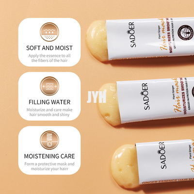les cosmétiques texture moite et douce de Ginger Extract Nutrition Hair Care de 10g Bodycare améliorent le masque bifurqué sec de cheveux