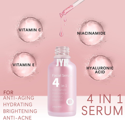 4 dans 1 faites face à la vitamine C du sérum 30% avec le sérum de blanchiment d'hydration anti-vieillissement de peau de nicotinamide d'ha