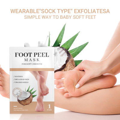 Les soins du pied de masque de pied de noix de coco d'Unscented ont placé s'exfolier et hydrater