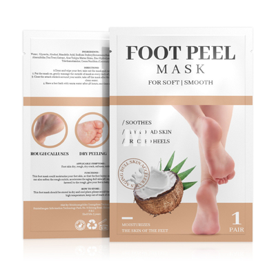 Les soins du pied de masque de pied de noix de coco d'Unscented ont placé s'exfolier et hydrater