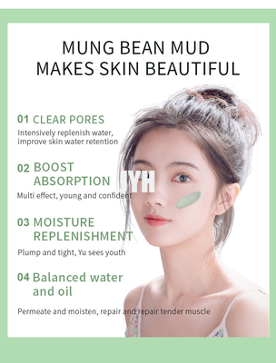 Anti acné de nettoyage Clay Mask Face Mung Bean facial épurant le masque vert
