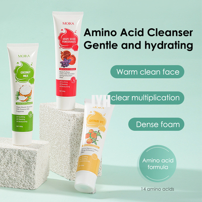 Détergent de nettoyage profond de blanchiment de visage d'acide aminé d'OIN Vc de lavage facial crème de vitamine